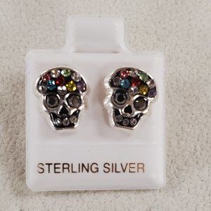 Skull Earrings, 925 Sterling Silver